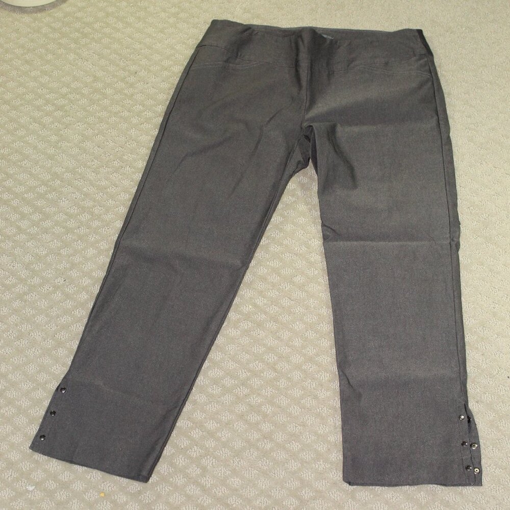 Elliott Lauren Grey  Stretch Chino Ankle Pants Sz 10 Studded Ankle Slit